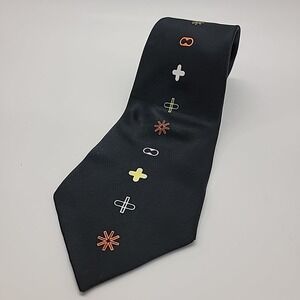 Vintage 2001 ACME Studios × Karim Rashid Silk Tie Black Multicolor Icons Postmod